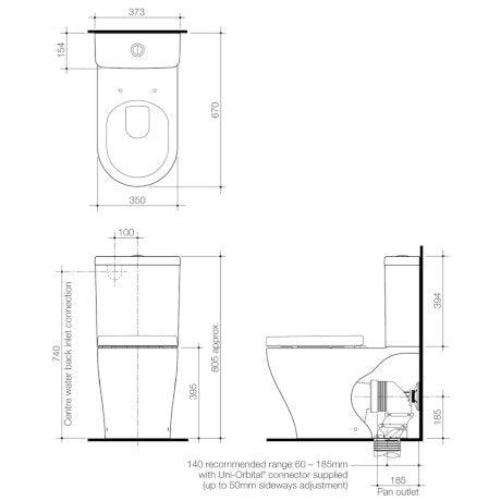 Caroma Luna Wall Faced Toilet - Ideal Bathroom Centre829720WBack Inlet