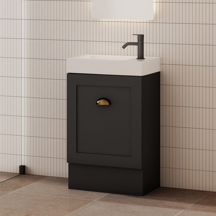 Milano Ferderation 460mm Small Space Vanity - Ideal Bathroom CentreFEDE4625FSR-MBMatte BlackFreestandingRight Hand Hinge