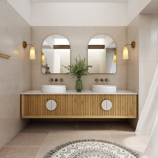 Milano Flow Wall Hung Vanity Natural Oak - Ideal Bathroom CentreFL1800N1800mmDouble Bowl