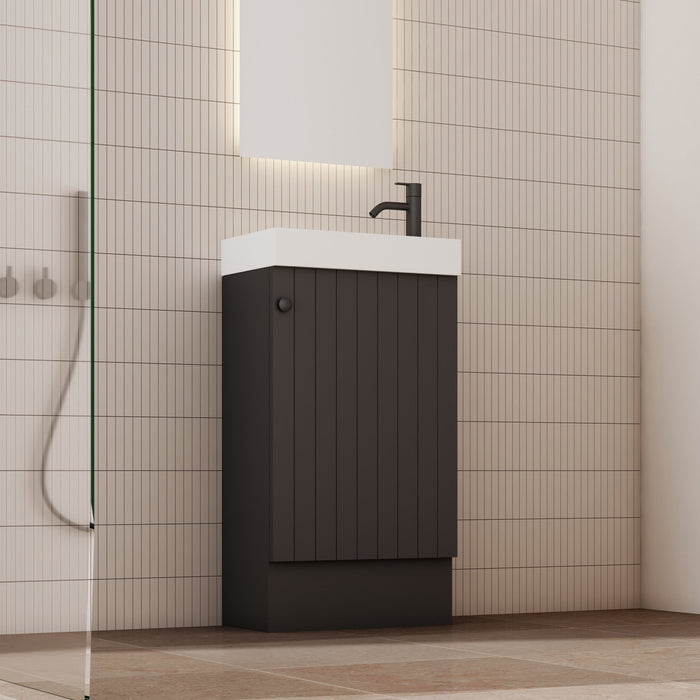 Milano Vee Groove 460mm Small Space Vanity - Ideal Bathroom CentreVG4625FSR-MBMatte BlackFreestandingRight Hand Hinge
