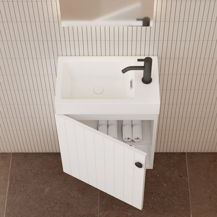 Milano Vee Groove 460mm Small Space Vanity - Ideal Bathroom CentreVG4625WHR-MWMatte WhiteWall HungRight Hand Hinge