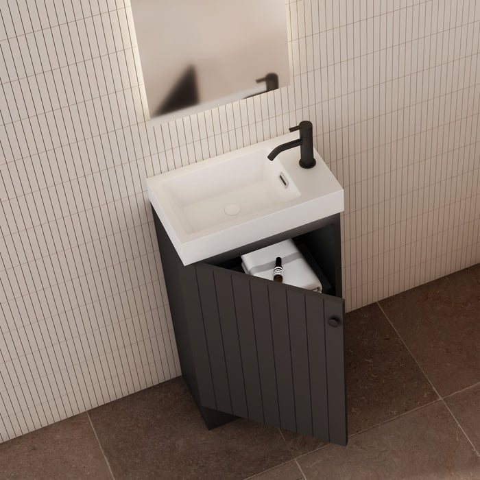 Milano Vee Groove 460mm Small Space Vanity - Ideal Bathroom CentreVG4625FSL-MBMatte BlackFreestandingLeft Hand Hinge