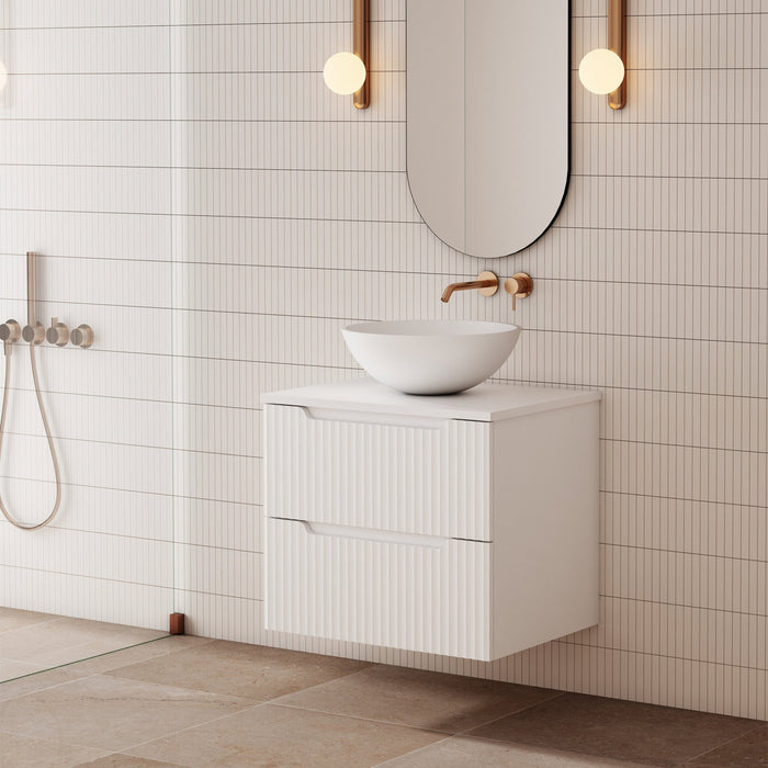 Milano Wave Flute Wall Hung Vanity Matte White - Ideal Bathroom CentreWAVE600WHMW600mmCentre Bowl