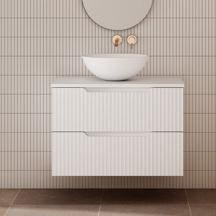 Milano Wave Flute Wall Hung Vanity Matte White - Ideal Bathroom CentreWAVE750WHMW750mmCentre Bowl