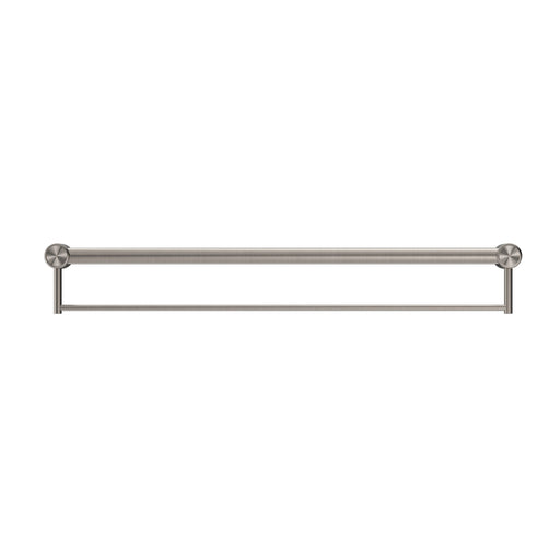 NERO MECCA CARE 32MM GRAB RAIL WITH TOWEL HOLDER 900MM BRUSHED NICKEL - Ideal Bathroom CentreNRCR3230BBN