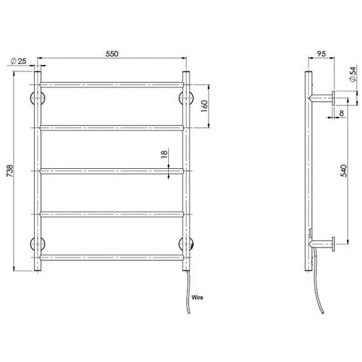 Phoenix Radii Towel Ladder 550 x 740mm Round Plate Chrome - Ideal Bathroom CentreRA870 CHR