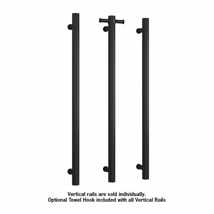 Thermogroup Round Vertical Single Heated Towel Rail - Ideal Bathroom CentreVS900HBMatte Black