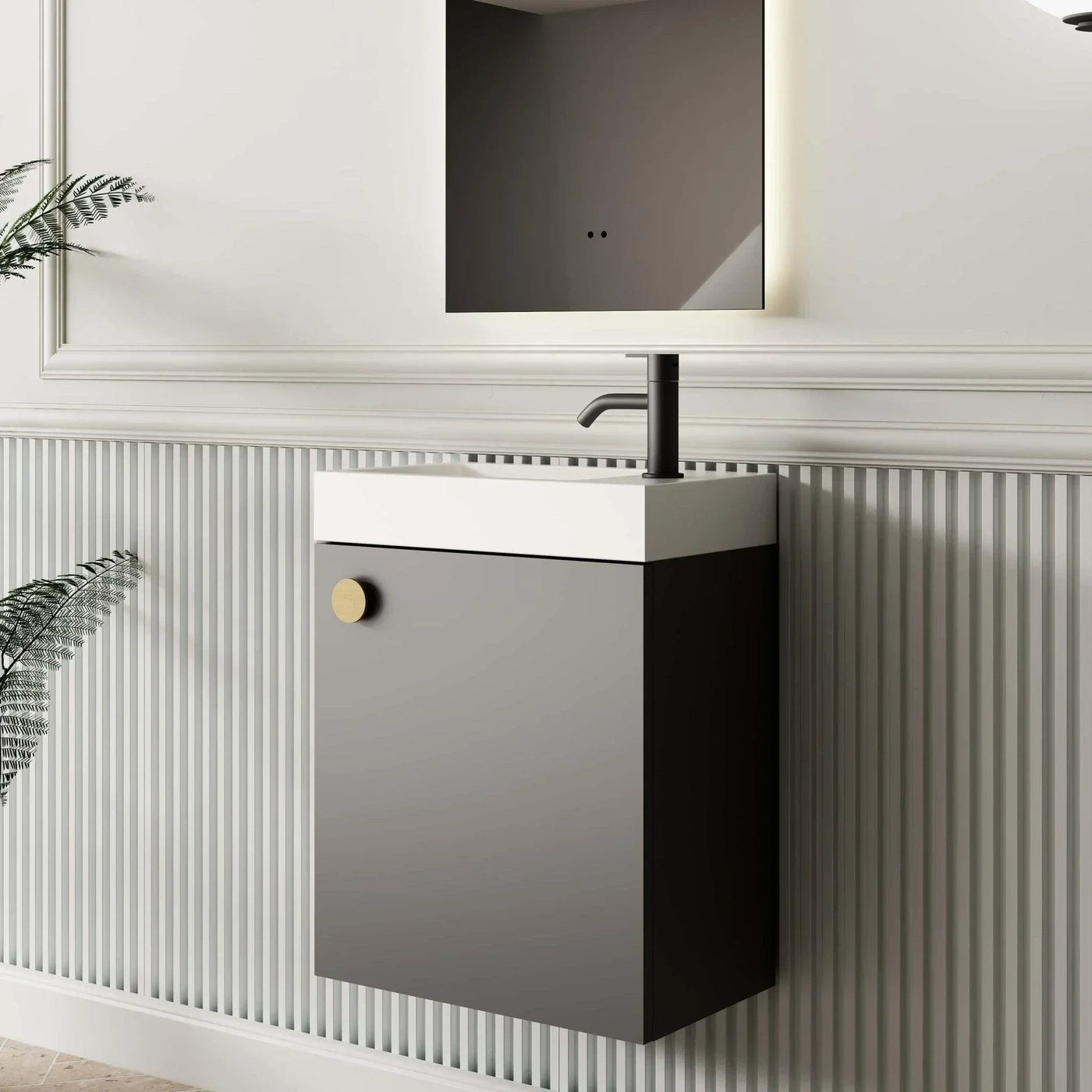 Milano Minimal 460mm Small Space Vanity-Matte Black | Ideal Bathroom Centre