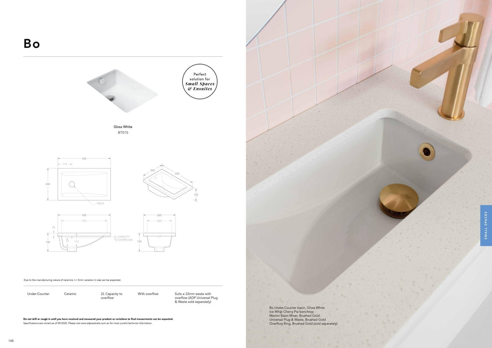ADP Bo Ceramic Under Counter Basin (Ensuite Only) - Ideal Bathroom CentreBT015