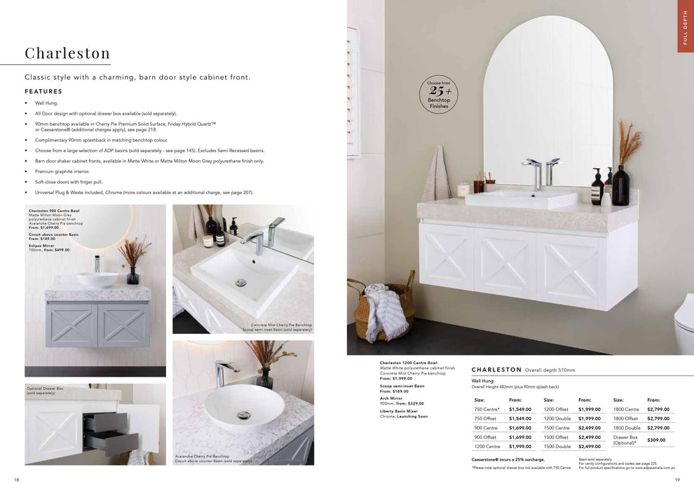 ADP Charleston 1200mm Wall Hung Vanity - Ideal Bathroom CentreCHRFDS1200WHDDouble Bowl
