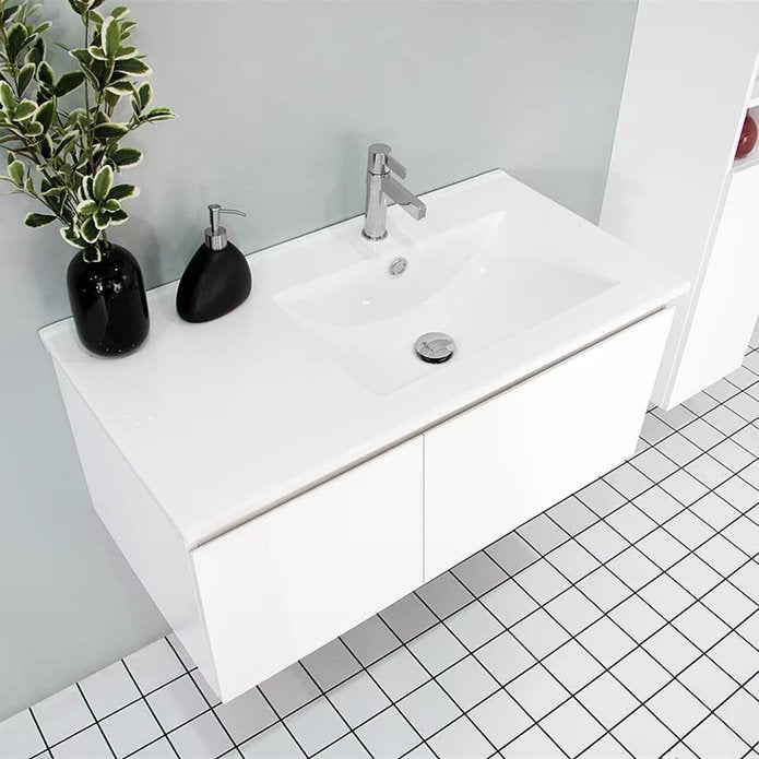 ADP Glacier Ceramic 750mm Vanity - Ideal Bathroom CentreGCSL0750WHSlim Wall HungCentre Bowl