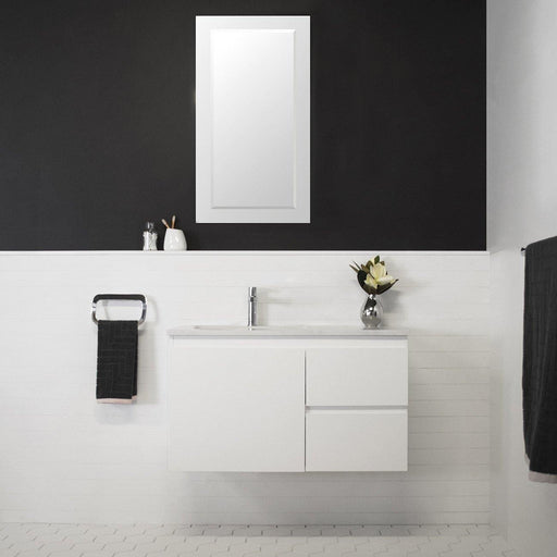 ADP Glacier Quartz 900mm Vanity - Ideal Bathroom CentreGQSL0900WHLSlim Wall HungLeft Bowl