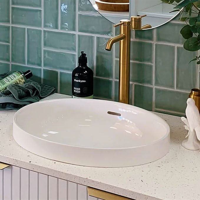 Adp Semi Inset ADP Ozera Solid Surface Semi Inset Basin — Ideal Bathroom Centre
