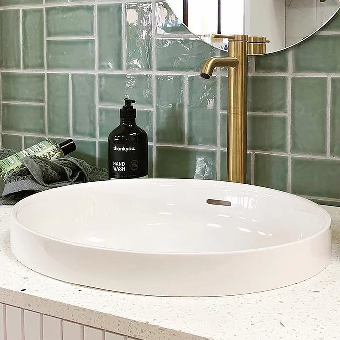 ADP Ozera Solid Surface Semi Inset Basin - Ideal Bathroom CentreTOPSOZE5037WGGloss White