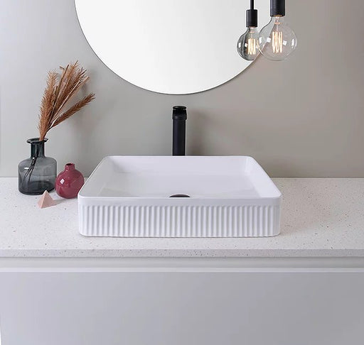 ADP Rectangular Fluted Ceramic Above Counter Basin - Ideal Bathroom CentreTOPCRFL5047GW