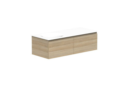 ADP Snow 1200mm Left Hand Offcentre Wall Hung Vanit-Seasoned Oak - Ideal Bathroom CentreSNW1200WH(IDEAL-W3832)