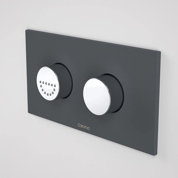 Caroma Invisi Series II Round Dual Flush Plate & Raised Care Buttons (Plastic) - Ideal Bathroom Centre237011ADDark Grey & Chrome
