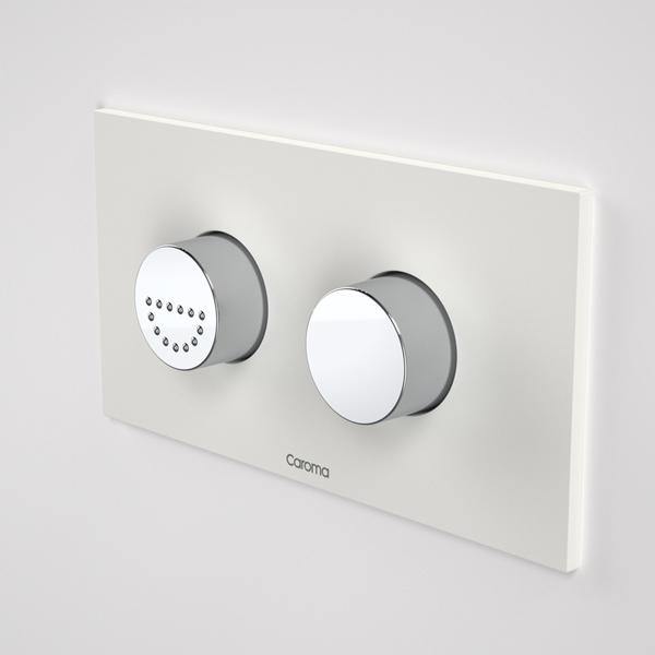 Caroma Invisi Series II Round Dual Flush Plate & Raised Care Buttons (Plastic) - Ideal Bathroom Centre237011MGWhite & Chrome