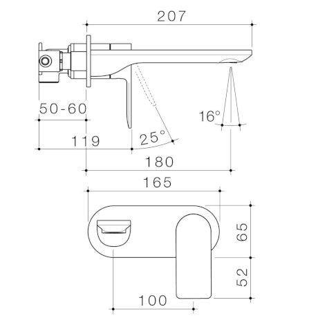Caroma Urbane II 180mm Wall Basin/ Bath Mixer-Round Cover Plate - Ideal Bathroom Centre99631GM6AGun Metal
