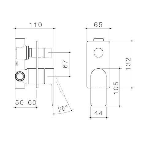 Caroma Urbane II Bath/ Shower Mixer With Diverter-Retangular Cover Plate - Ideal Bathroom Centre99657GMGun Metal