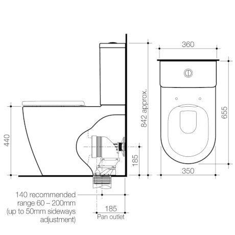 Caroma Urbane II Cleanflush Wall Faced Close Coupled Toilet Suite - Ideal Bathroom Centre746250WBottom Inlet