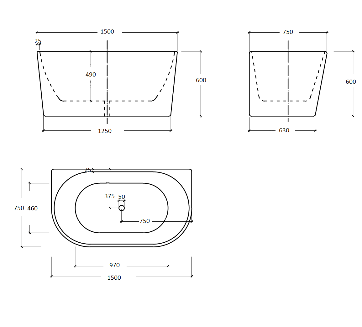 Cassa Design Auris Round Back to Wall BathGloss White — Ideal Bathroom