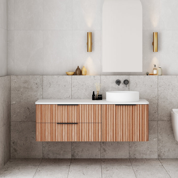 Cassa Design Gravity Curved Wall Hung Vanity - Ideal Bathroom CentreGRA1200WHR-WALNUT1200mm Right Hand BasinNatural Walnut