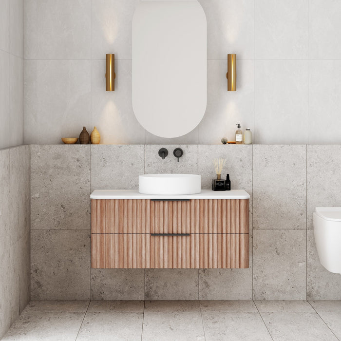 Cassa Design Gravity Curved Wall Hung Vanity - Ideal Bathroom CentreGRA900WH-WALNUT900mmNatural Walnut