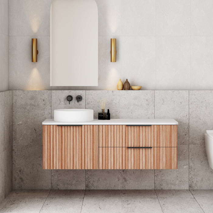 Cassa Design Gravity Curved Wall Hung Vanity - Ideal Bathroom CentreGRA1200WHL-WALNUT1200mm Left Hand BasinNatural Walnut