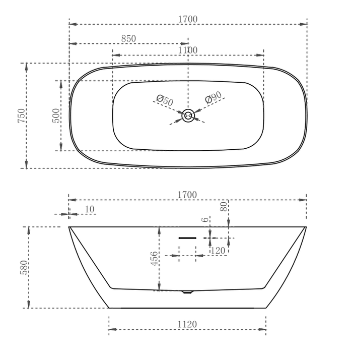 Cassa Design Rec Slimline Freestanding Bath - Ideal Bathroom CentreBT-RE15001500mm