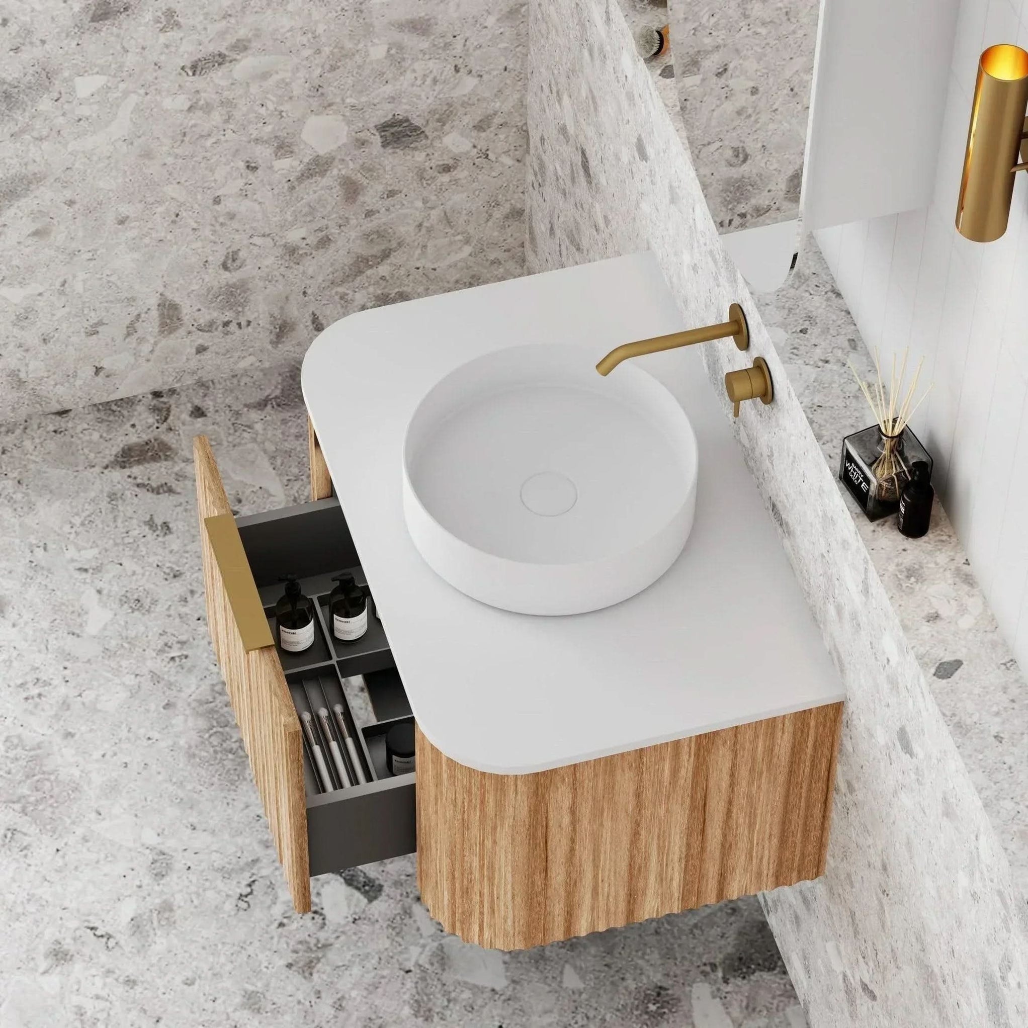 Cassa Design V-Groove Curved Wall Hung Vanity | Ideal Bathroom Centre