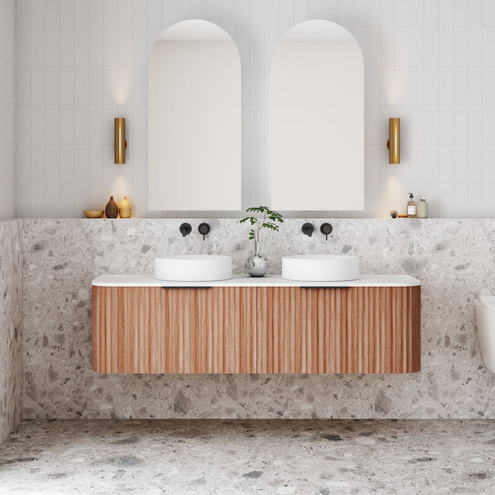 Cassa Design V-Groove Curved Wall Hung Vanity - Ideal Bathroom CentreVGR1500WH-WALNUT1500mmNatural Walnut