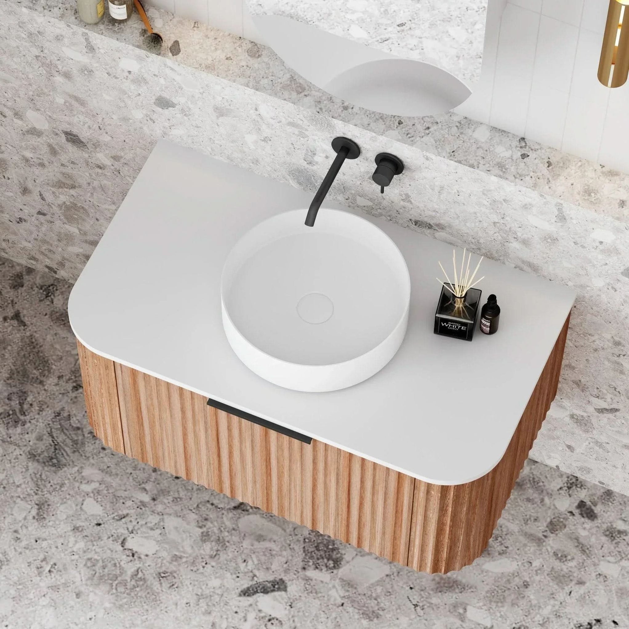 Cassa Design V-Groove Curved Wall Hung Vanity | Ideal Bathroom Centre