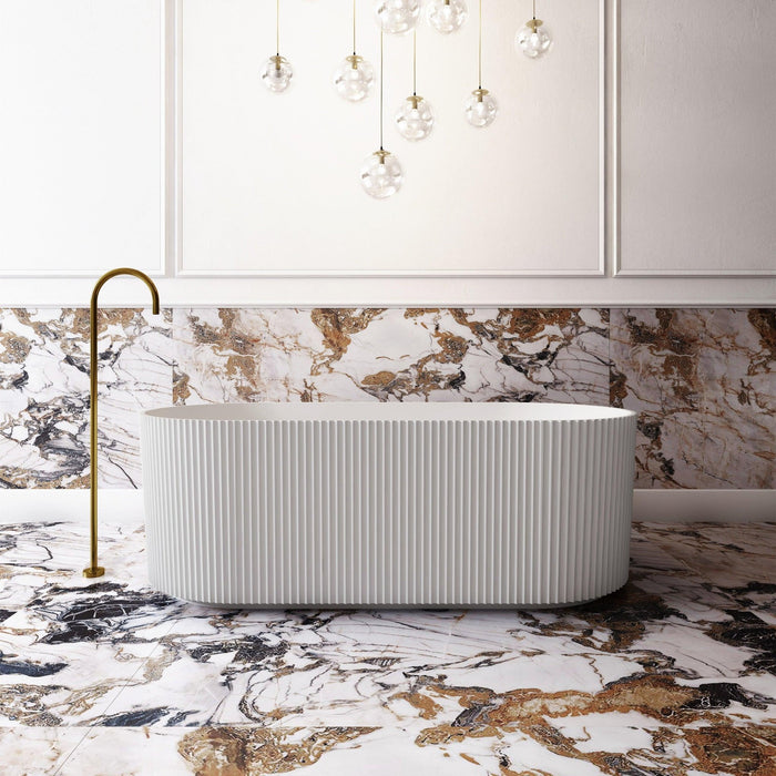 Cassa Design V-Groove Round Freestanding Bath-Matte White - Ideal Bathroom CentreBT-VG15001500mm