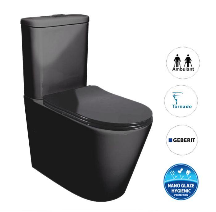 Feanza Tornado Back to Wall Toilet Suite-Matte Black - Ideal Bathroom CentreIFTSPKVABR & T System