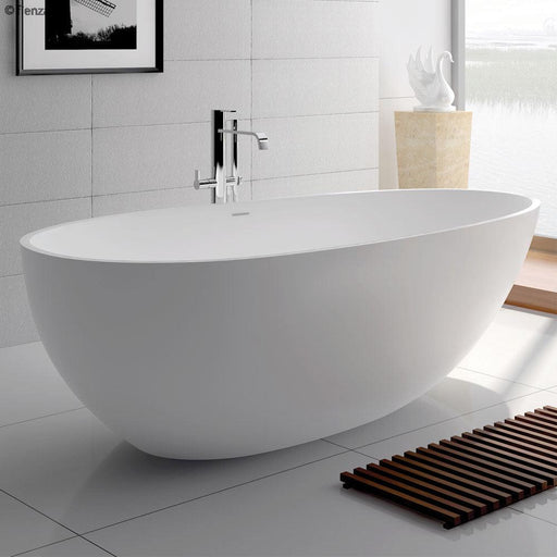 Fienza Bahama 1500/1685 Matte White Stone Freestanding Bath - Ideal Bathroom CentreST031685mm
