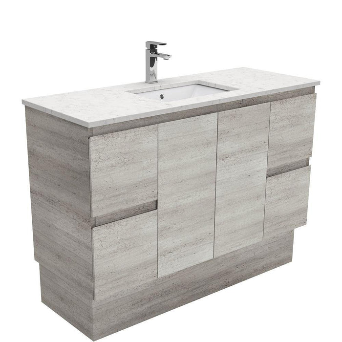 Fienza Edge Industrial 1200mm Vanity With Undermounted Stone Top - Ideal Bathroom CentreSI120XKFreestandingBianco Marble