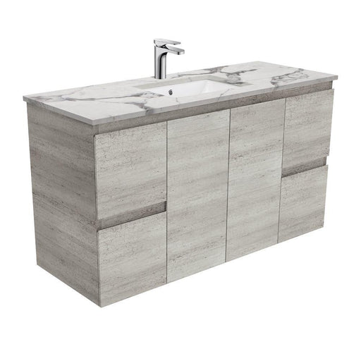 Fienza Edge Industrial 1200mm Vanity With Undermounted Stone Top - Ideal Bathroom CentreSM120XWall HungCalacatta Marble