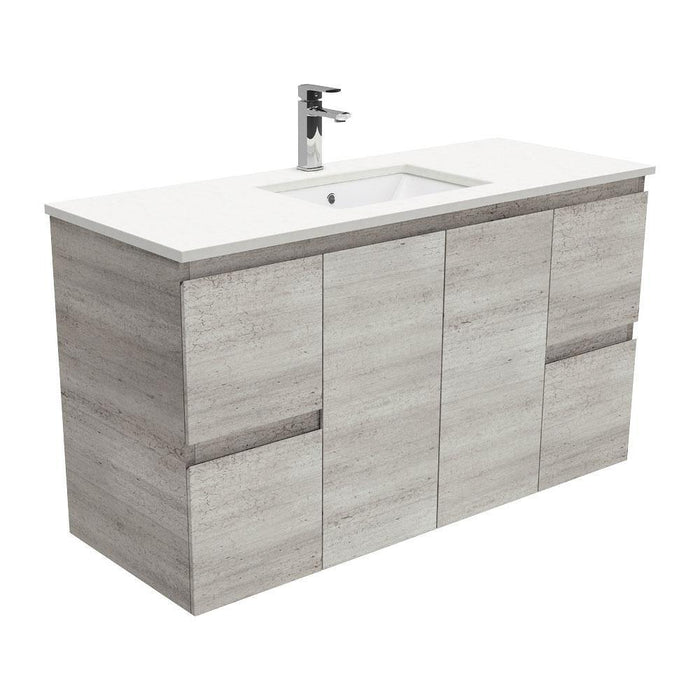 Fienza Edge Industrial 1200mm Vanity With Undermounted Stone Top - Ideal Bathroom CentreSC120XWall HungCrystal Pure