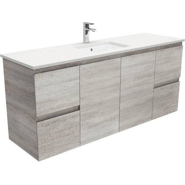 Fienza Edge Industrial 1500mm Vanity With Undermounted Stone Top - Ideal Bathroom CentreSC150XSWall HungCrystal PureSingle Centre Bowl