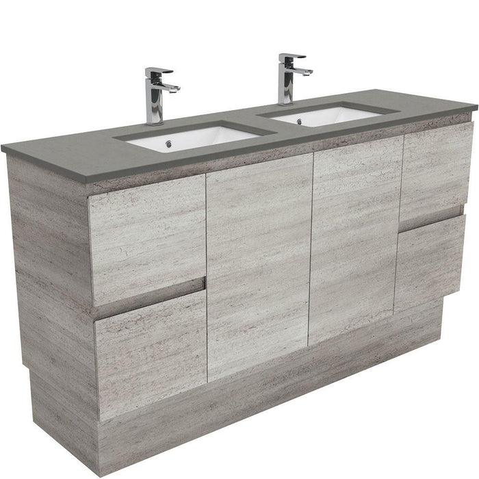 Fienza Edge Industrial 1500mm Vanity With Undermounted Stone Top - Ideal Bathroom CentreSD150XKDFreestandingDove GreyDouble Bowl