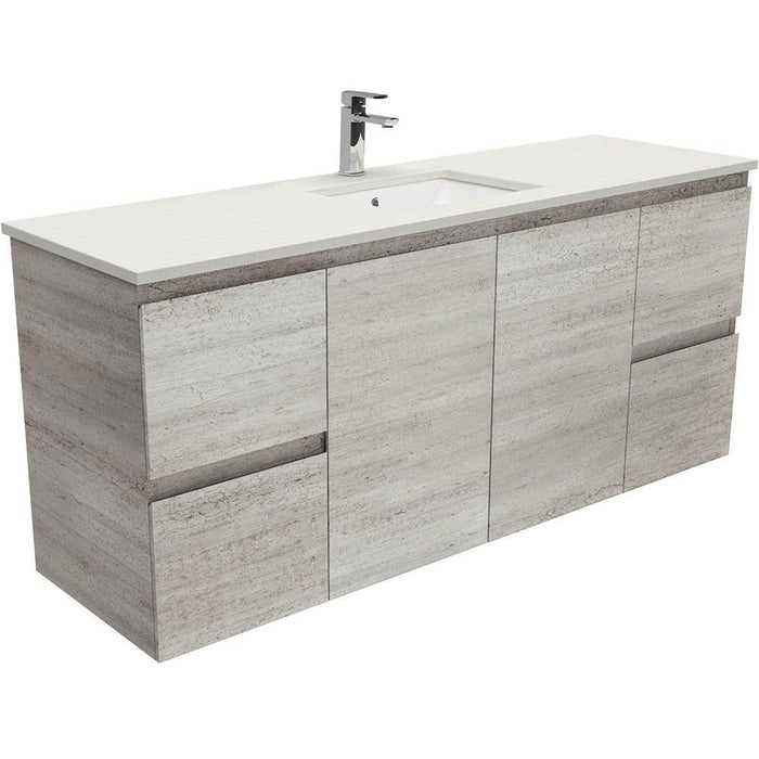 Fienza Edge Industrial 1500mm Vanity With Undermounted Stone Top - Ideal Bathroom CentreSA150XSWall HungRoman SandSingle Centre Bowl