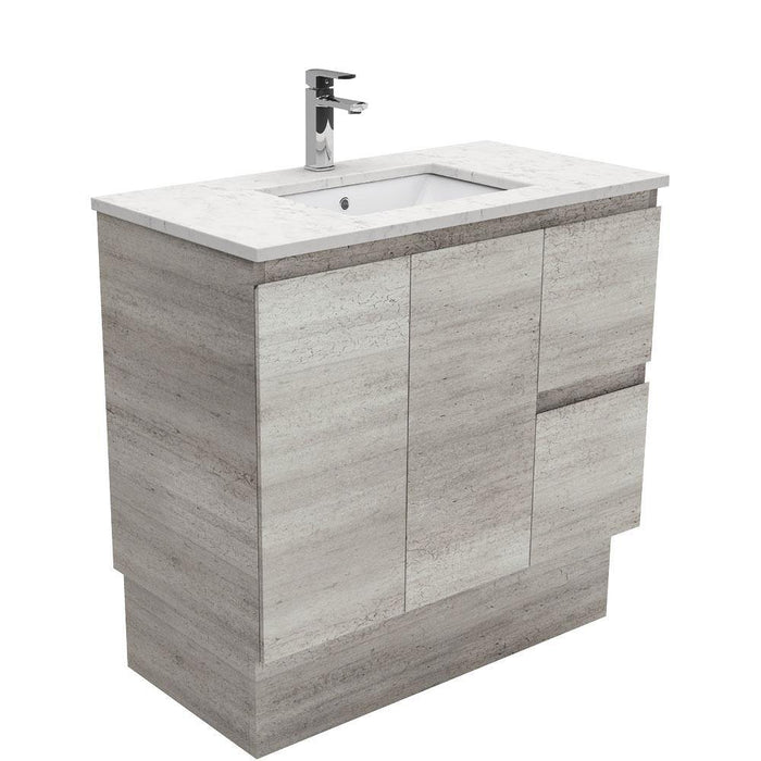 Fienza Edge Industrial 900mm Vanity With Undermounted Stone Top - Ideal Bathroom CentreSI90XKRFreestandingRight Hand DrawersBianco Marble