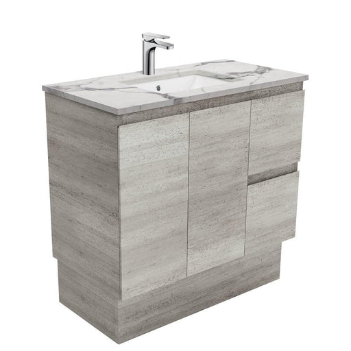 Fienza Edge Industrial 900mm Vanity With Undermounted Stone Top - Ideal Bathroom CentreSM90XKRFreestandingRight Hand DrawersCalacatta Marble