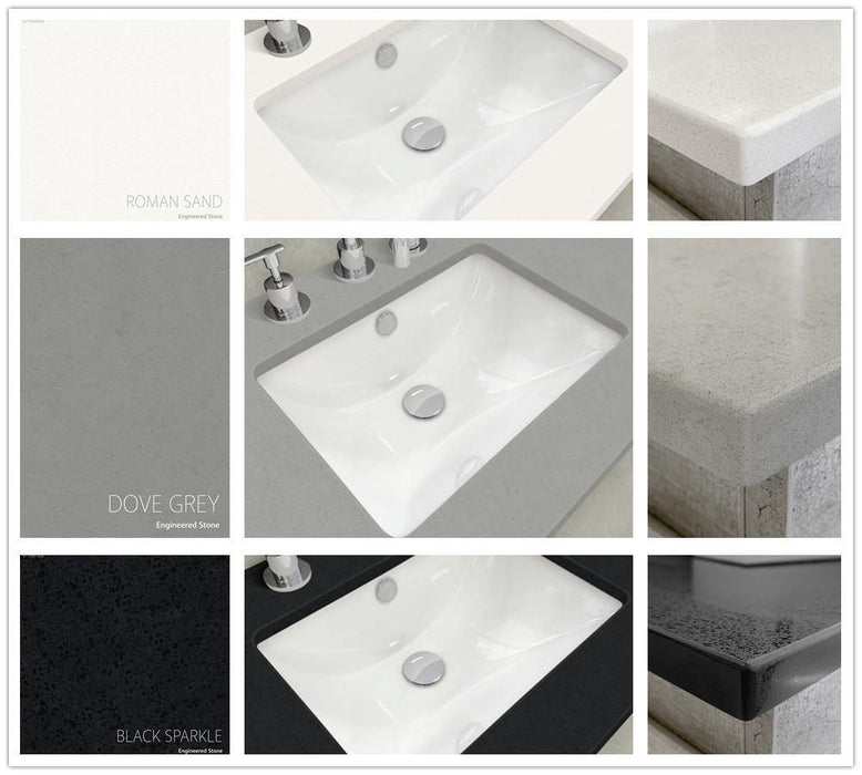 Fienza Edge Industrial 900mm Vanity With Undermounted Stone Top - Ideal Bathroom CentreSB90XKRFreestandingRight Hand DrawersBlack Sparkle