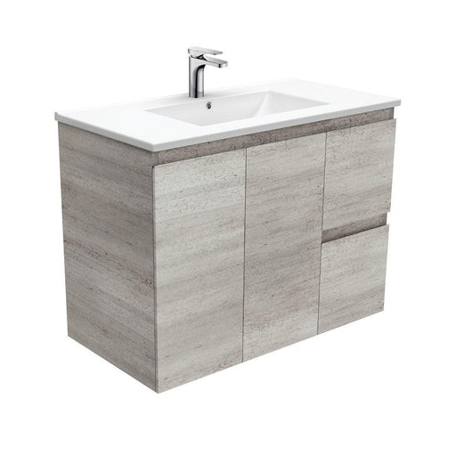Fienza Edge Industrial Grey 900mm Vanity With Ceramic Top - Ideal Bathroom CentreTCL90XRWall HungRight Hand SideCentre Basin