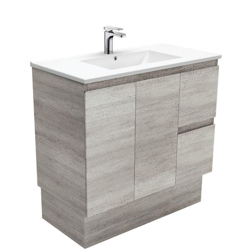 Fienza Edge Industrial Grey 900mm Vanity With Ceramic Top - Ideal Bathroom CentreTCL90XKRFreestandingRight Hand SideCentre Basin