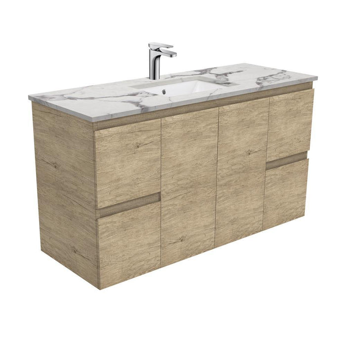 Fienza Edge Scandi Oak 1200mm Vanity With Undermounted Stone Top - Ideal Bathroom CentreSM120SWall HungCalacatta Marble