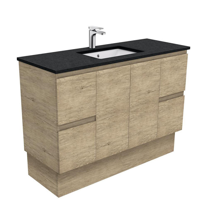 Fienza Edge Scandi Oak 1200mm Vanity With Undermounted Stone Top - Ideal Bathroom CentreSB120SKFreestandingBlack Sparkle