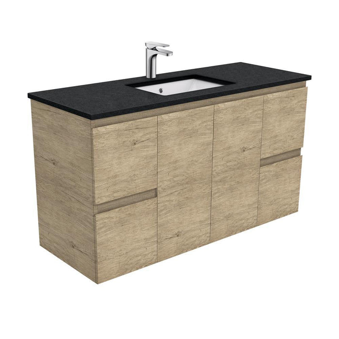 Fienza Edge Scandi Oak 1200mm Vanity With Undermounted Stone Top - Ideal Bathroom CentreSB120SWall HungBlack Sparkle